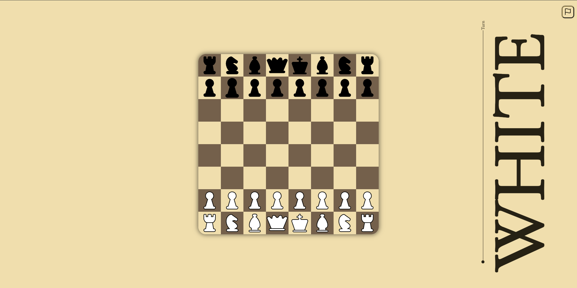 Scacchiera iniziale del progetto Chess con interfaccia color crema