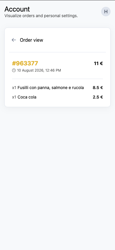 Dettaglio di un ordine passato nella cronologia personale di myMenu
